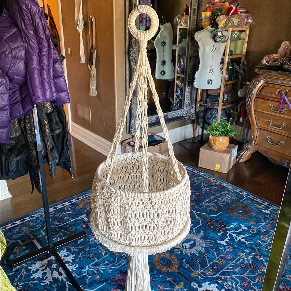 Large Handmade Macrame Crochet Basket